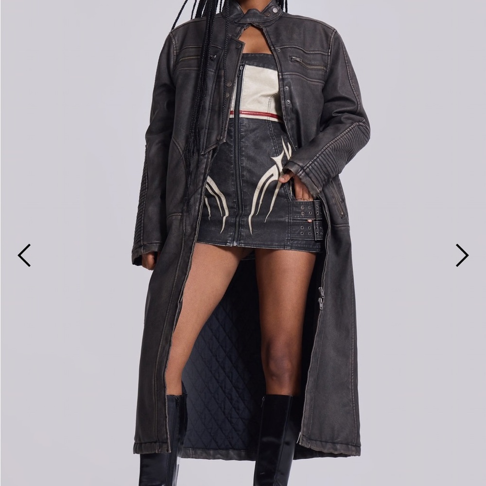 Jaded London Xiva Motocross Distressed Moto Dress with Tribal & Badge Artworks. - Picture 6 of 13